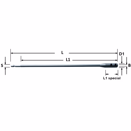 Verlengstuk met zeskant-schacht aansluiting L=300mm L1=275mm