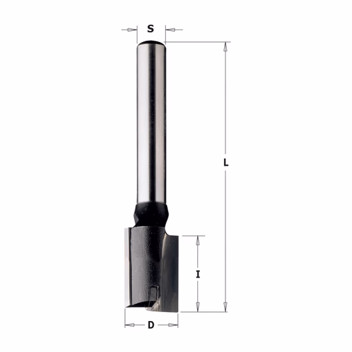 Rechte groeffrees, HW D=12mm S=8mm L=90mm I=40mm