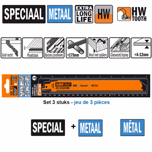 Reciprozaagblad HM 225mm x 24 x 1,2 x 8TPI