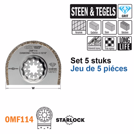 Ronde Dia grit multitoolzaagblad 75mm · OMF114-X5