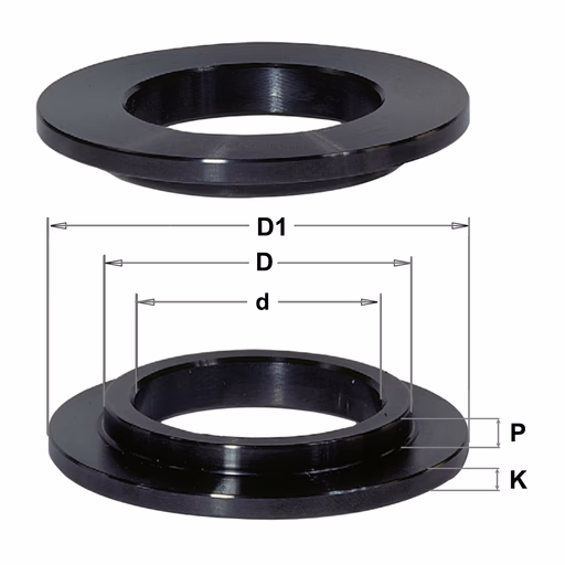 Overgangstuk voor asgat D=30mm d=25,4mm
