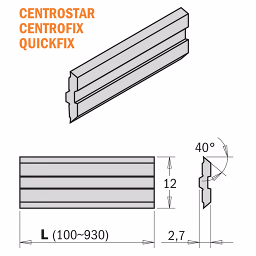 Centrostar,Centrofix,Quickfix schaafmes HPS 930x12x2,7