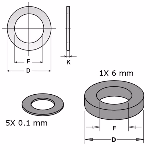 Set opvulringen 6 stuks D=8mm B=15mm