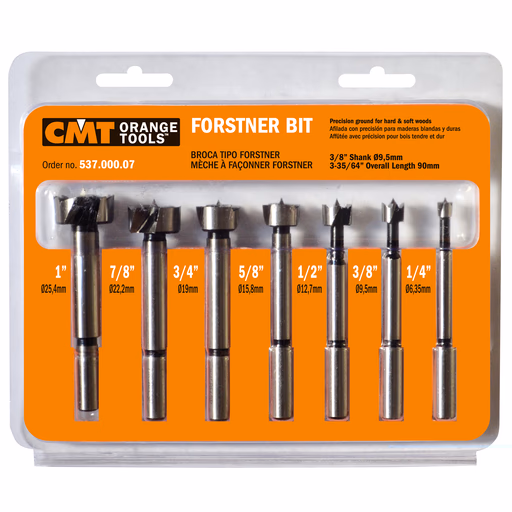 Set van 7 forstnerboren S=9,5mm L=90mm