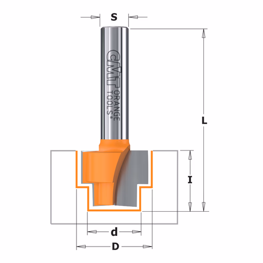 Raambeslag bovenfrees ( Rotofrees ), HW D=19mm L=51mm I=15,9mm d=12,7mm
