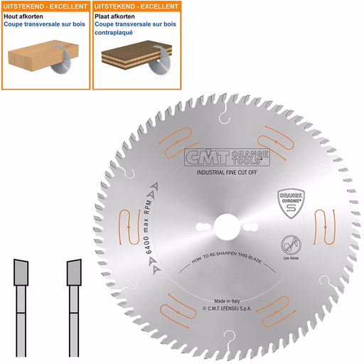 Geluidsarme HW afkortzaag geschikt voor hout D=400mm K=3,5mm P=2,5mm Z60 · 285.696.16M