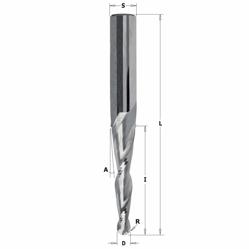 2D/3D spiraalfrees D=3,2mm L=70mm I=30mm A=2,5°