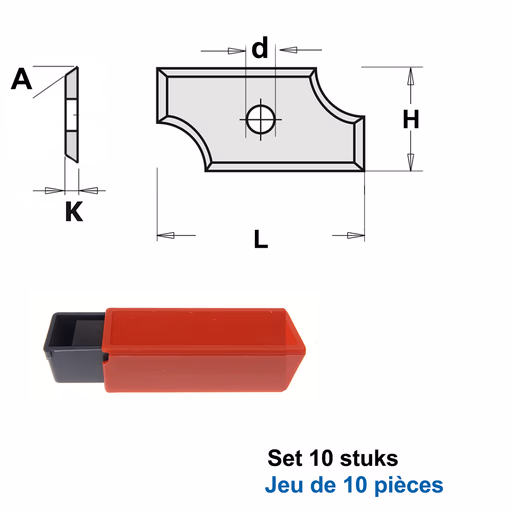 HWM wisselmessen (per 10 st.) L=19,5mm H=9mm R=4mm d=4mm