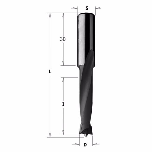 Drevelboor, rechts D=8,2mm L=70mm L1=30mm I=35mm