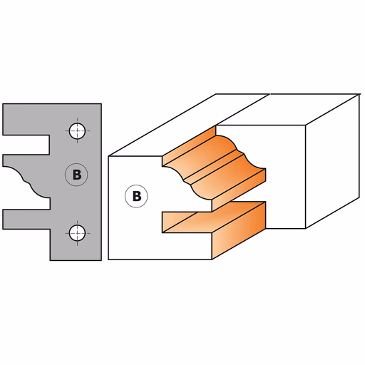 Profielmes voor ééndelige meubelprofielfrees type B L=24,5mm I=40mm