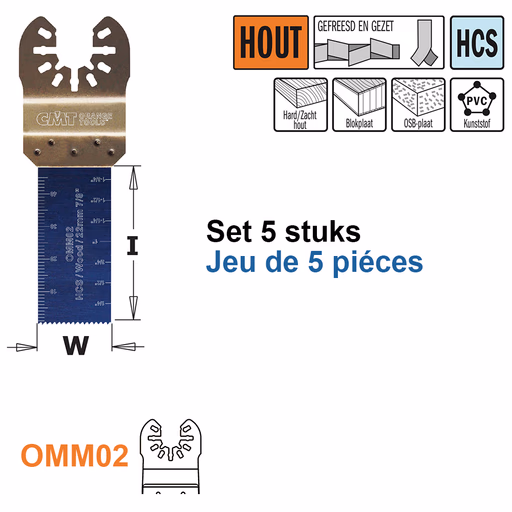 Multitoolzaagblad voor hout, 22mm · OMM02-X5