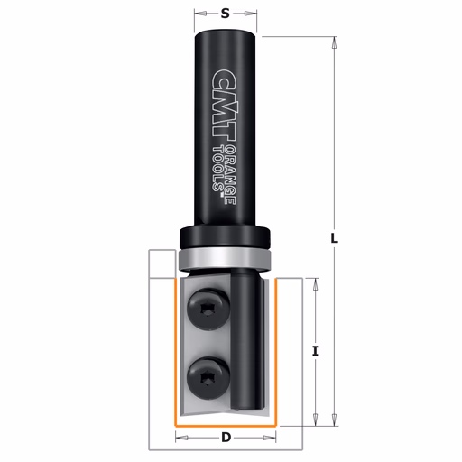 Rechte groeffrees, HWM D=16mm S=8mm L=80mm I=35mm