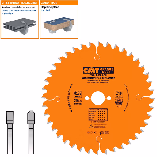 Cirkelzaag voor non-ferro metalen en harde materialen D=165mm K=2,2mm P=1,6mm Z40