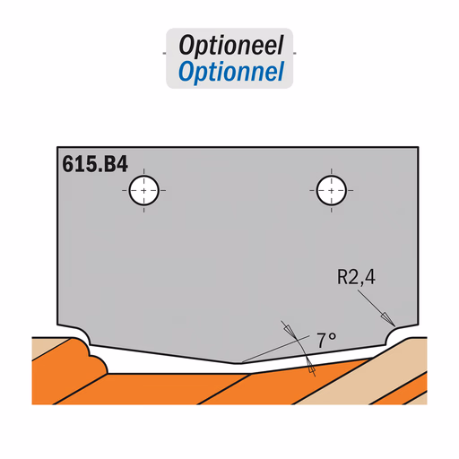 Profielmes voor profielfrees type B4 K=2mm R=2,4mm