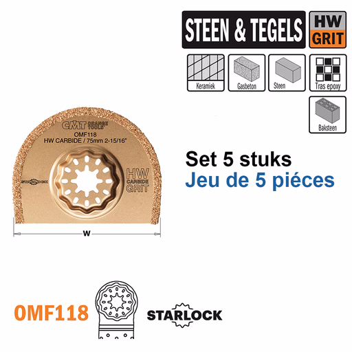 Ronde HW grit multitoolzaagblad 75mm K=2,2mm · OMF118-X5