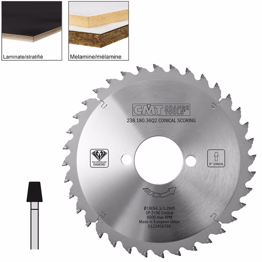 Conische voorritszaag met diamanten tanden D=180mm B=45mm Z36 · 238.180.36Q2