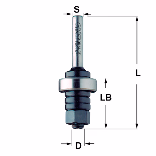 Spindel met kogellager S=6mm L=61mm LB=26mm