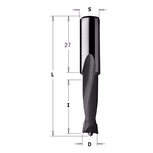 Drevelboor, rechts D=5mm L=57,5mm L1=27mm I=27mm · 310.050.11