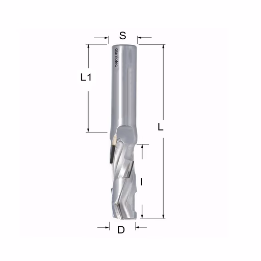 Diamantfrees PCD Z1+1 D=16mm L=105mm I=45mm (5 PCD+1 HM) · 140.362.62