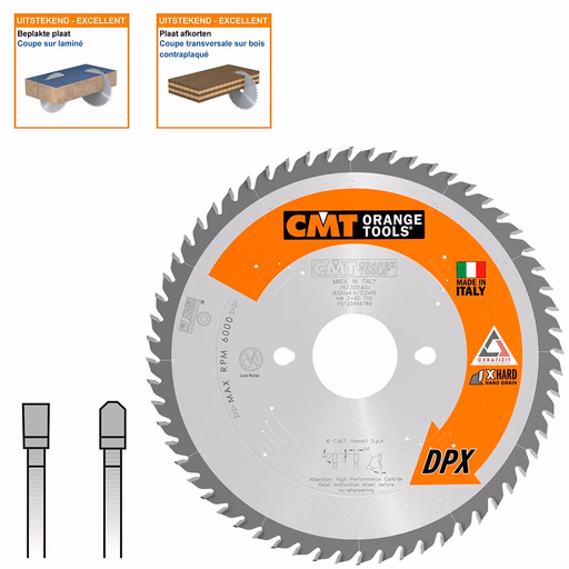 Plaatzaagblad met DPX hardmetalen tanden D=320mm B=65mm K=4,4mm P=3,2mm · 282.320.60J