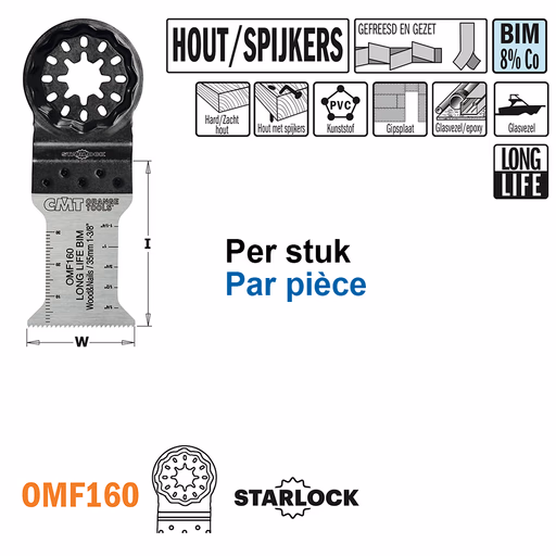 Multitoolzaagblad voor hout met spijkers, 35mm · OMF160-X1