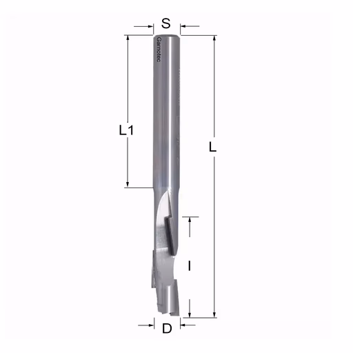 Diamantfrees PCD Z1+1 D=8mm L=80mm I=36mm (4 PCD+1 HM)