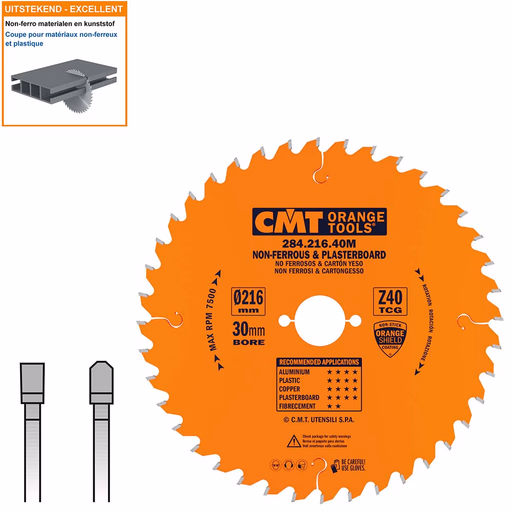 Cirkelzaagblad voor non-ferro metalen (aluminium) D=216mm K=2,6mm P=2,2mm Z40