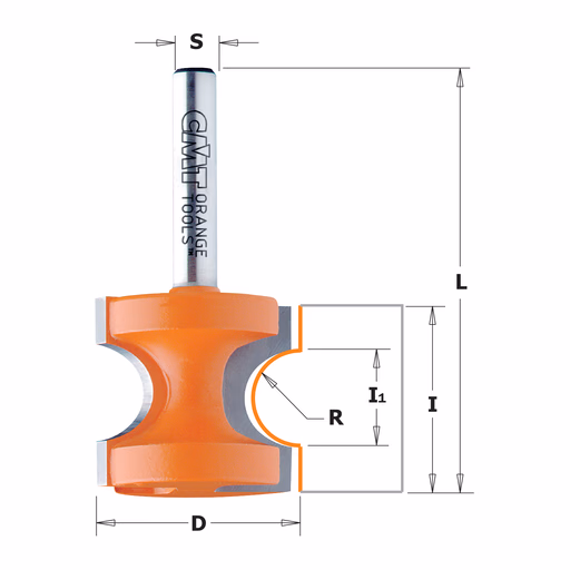 Halfronde frees, HW D=22,2mm L=51mm I=19mm R=3,2mm · 754.002.11