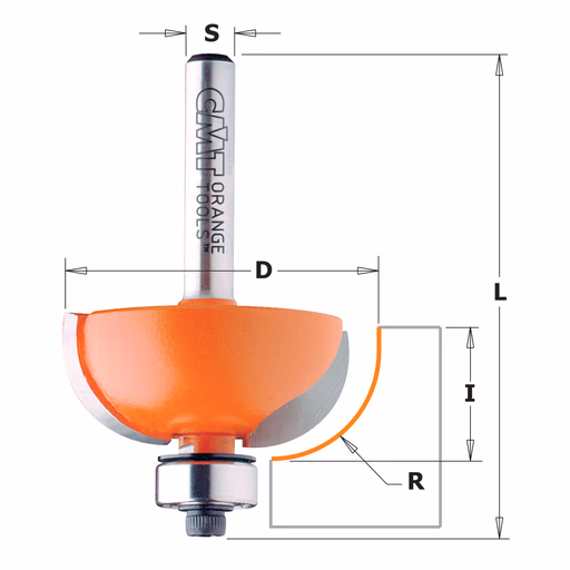 Bolle radiusfrees met kogellager, HW D=22,2mm L=55mm I=12,7mm R=4,75mm · 737.190.11
