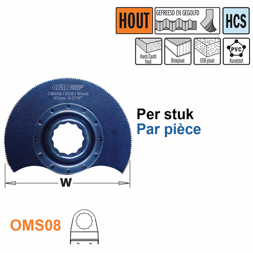 Ronde HCS multitoolzaagblad voor hout, 87mm · OMS08-X1