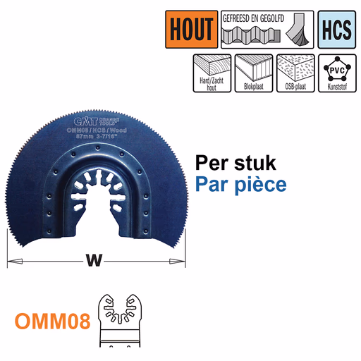 Ronde HCS multitoolzaagblad voor hout, 87mm · OMM08-X1