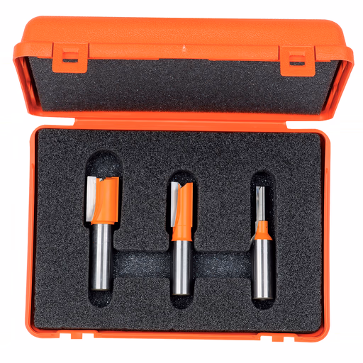 3-delige groeffreesset met rechte snijkoppen, HW S=1/4" Z2