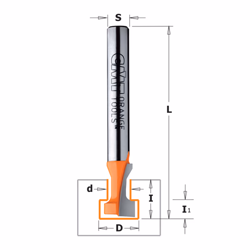 Frees voor T-sleuven, (bout M5)., HW D=8,5mm S=8mm