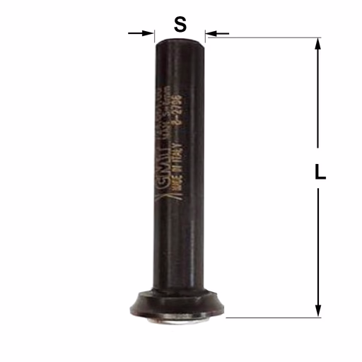 Spindel zonder kogellager S=1/2" L=55mm