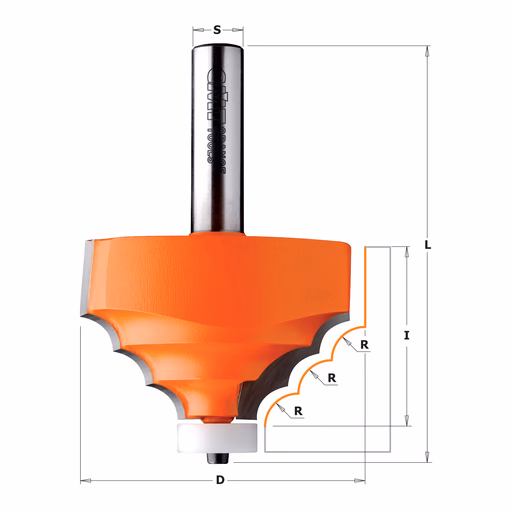 Kwart oprond frees met Delrin kogellager, HW D=66,7mm L=89,8mm I=41,3mm R=8mm
