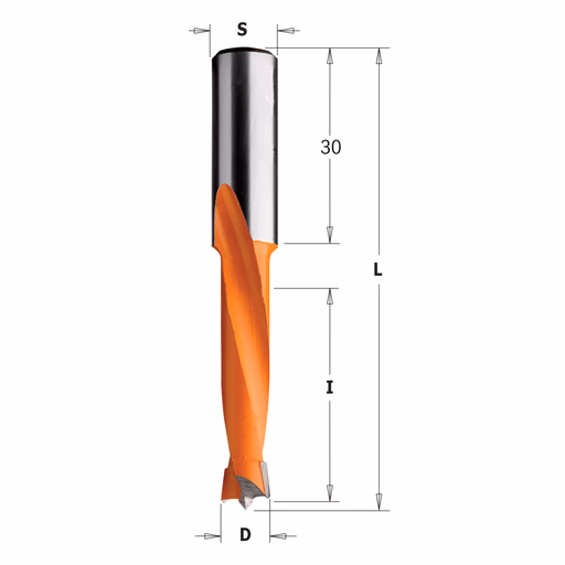 Drevelboor, links D=8,2mm L=70mm L1=30mm I=35mm