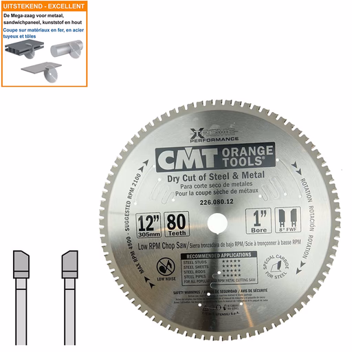 Multi-cirkelzaagblad met hardmetalen tanden D=305mm B=25,4mm K=2,2mm Z80 · 226.080.12
