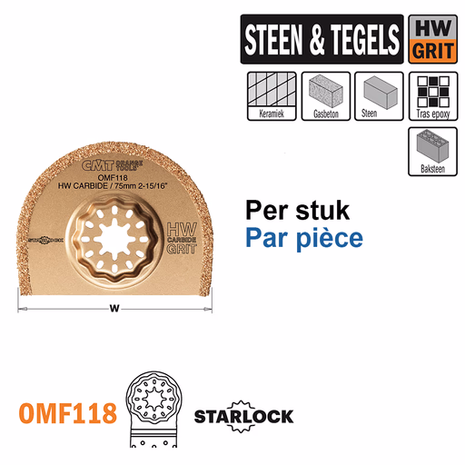 Ronde HW grit multitoolzaagblad 75mm K=2,2mm · OMF118-X1