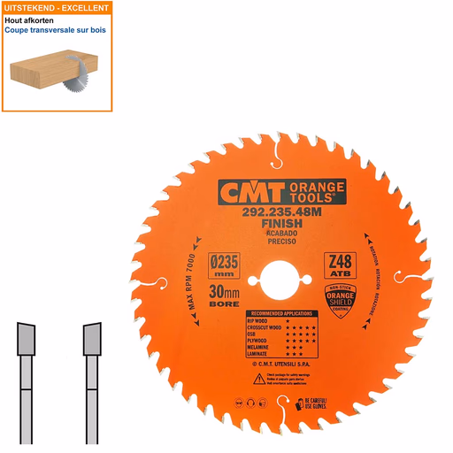 HW afkortcirkelzaag voor draagbare machines D=235mm B=30mm P=1,8mm Z48