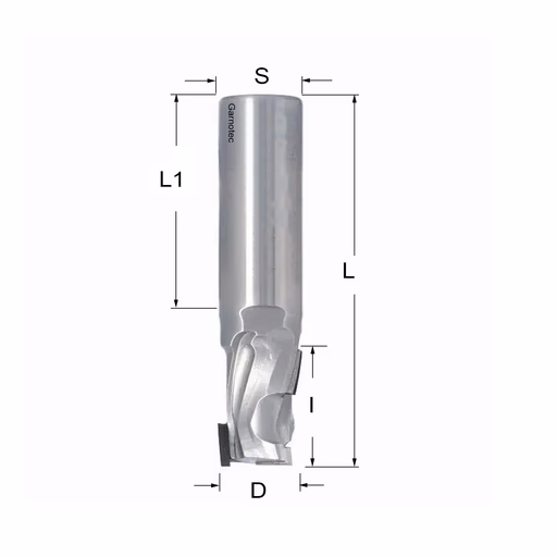 Diamantfrees PCD Z1+1 D=20mm L=80mm I=25mm (3 PCD+1 HM)