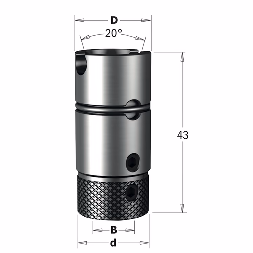 Snelwissel boorhouder voor Morbidelli, rechts en links D=20mm B=10mm