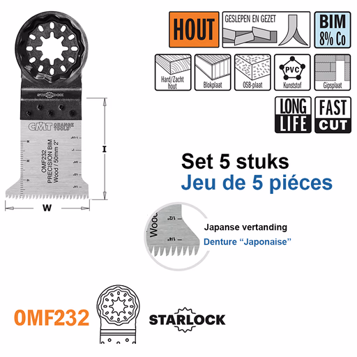 Multitoolzaagblad voor hout, 45mm · OMF232-X5