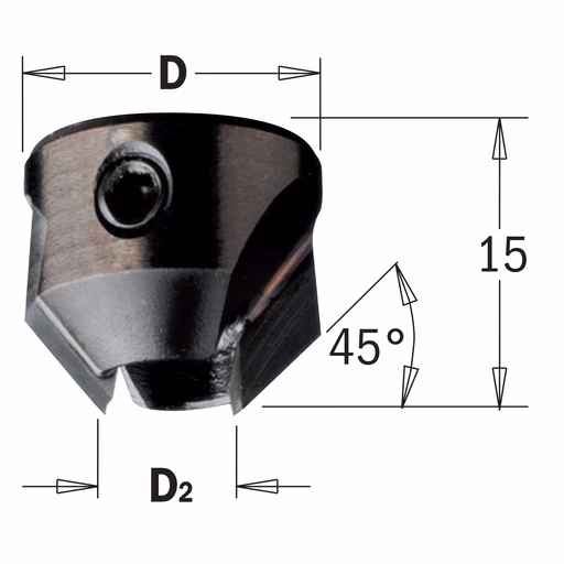 Opsteekverzinker voor dubbel spiraal, rechts D=16mm · 316.040.11