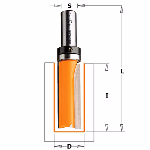 Groeffrees met kogellager, HW D=16mm S=8mm L=67mm I=31,7mm