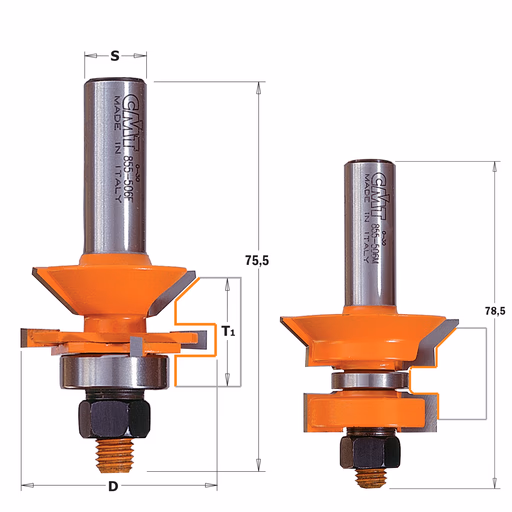 Frezenset voor tand- en groefverbinding met een V-groef, HW · 955.506.11