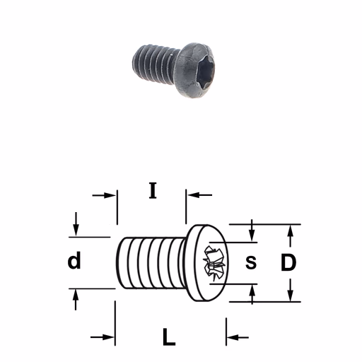 Torx bout D=6mm S=T15 L=8mm I=6mm