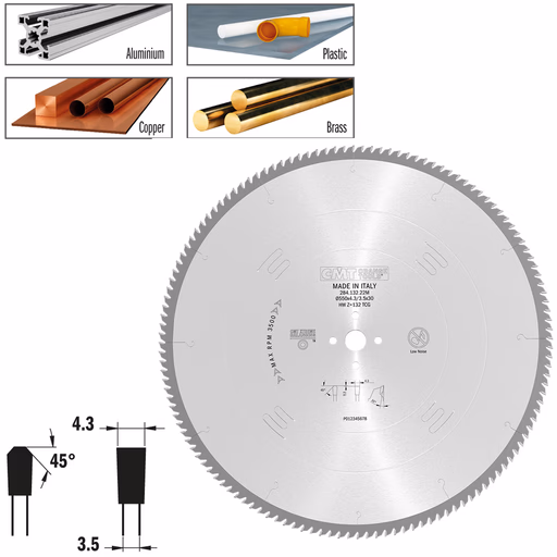 HW zaagblad voor opdeelzaagmachine D=550mm B=30mm K=4,3mm P=3,5mm
