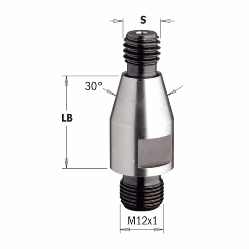 Draadaansluitings-overgangstuk voor verwisselbare koppen S=M10/30° LB=25mm · 503.250.02