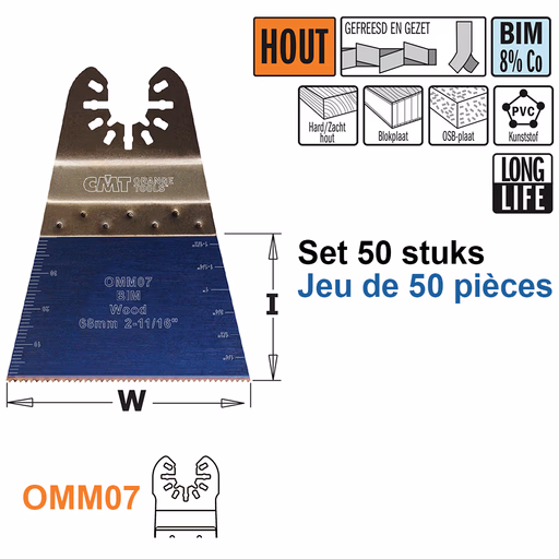 Multitoolzaagblad voor hout, 68mm · OMM07-X50