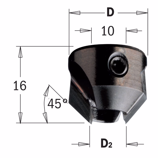 Opsteekverzinker voor enkel spiraal, links D=20mm